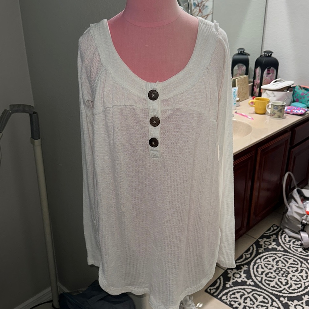 Free People Ivory Henley Top Size Small